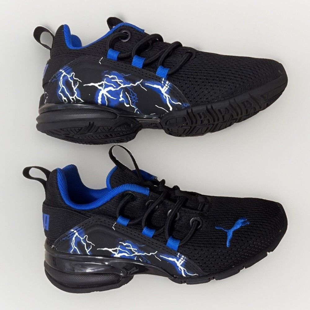 Puma Wired Run Slip On AC+ Kids 11.5C Black Blue Lightning Sneakers 379038-01